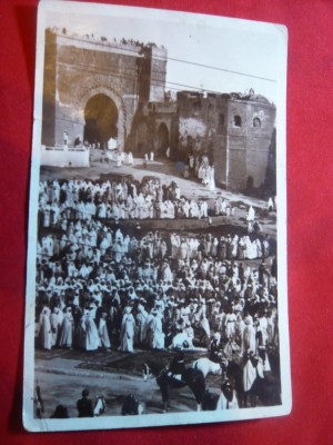 Ilustrata - Rabat - Sultanul primeste omagii , circulat 1938 ,timbru 45 C foto