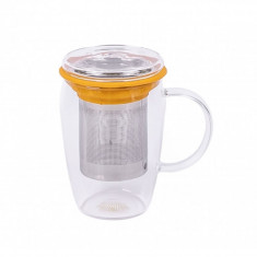 Cana de sticla cu infuzor Peterhof PH-10039, 500 ml, galben foto