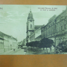 Carte postala Blaj Internatul Vancean de baieti cu liceul si catedrala Blaj 1928