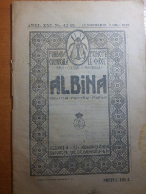 revista albina 15 noiembrie-1 decembrie 1922-art. sat chiojdeanca,jud prahova foto