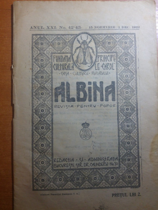 revista albina 15 noiembrie-1 decembrie 1922-art. sat chiojdeanca,jud prahova