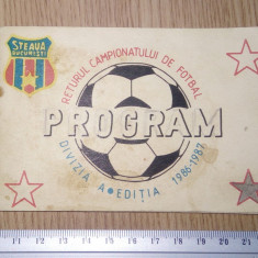 PROGRAM FOTBAL STEAUA- RETURUL CAMPIONATULUI DE FOTBAL 1986-1987