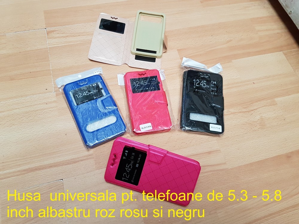 Husa universala pt. telefoane de 5.3 - 5.8 inch albastru roz rosu gold ...