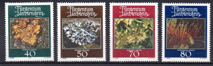 LIECHTENSTEIN 1981, Mușchi și licheni, serie neuzata, MNH