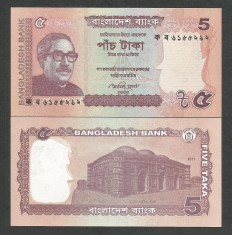 BANGLADESH 5 TAKA 2011 UNC [1] P- 53 a , necirculata