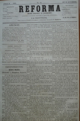 Reforma , ziar politicu , juditiaru si litteraru , an 2 , nr. 60 , 1860 foto