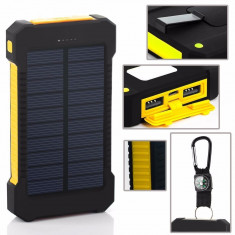 Baterie externa 20.000 mAh, Solar Power Bank Dual USB, Power Bank Charger, LED foto