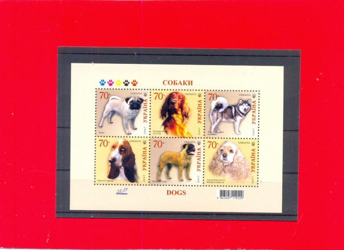 ST-178=UCRAINA 2007-Colita nestampilata de 8 timbre, tematica CAINI-MNH