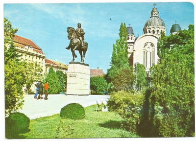 @ carte postala(ilustrata)-TARGU MURES-Statuia lui Avram Iancu foto