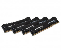 Memorie RAM Kingston, DIMM, DDR4, 16GB, 2400MHz, CL12, Kit 4*4GB, XMP HyperX Savage Black, 1.3V foto