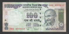 INDIA 100 RUPII RUPEES 2009 XF++ [1] P-98e , Fara litera , Semn Subbarao foto