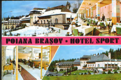 Ilustrata circulata 1978 - Poiana Brasov - Hotel Sport - colaj de imagini foto