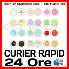 KIT SET 12 MODELE GEL GELURI COCO EMBOSS - PT PICTURA 3D 8ML foto