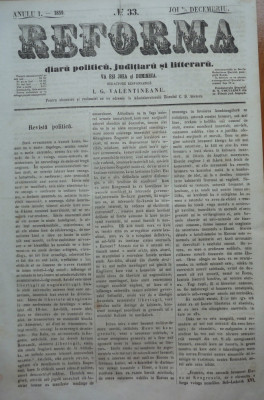 Reforma , ziar politicu si litteraru , nr. 33 , 1859 , poezie de Alecsandri foto