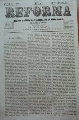 Reforma , ziar politicu si litteraru , nr. 33 , 1859 , poezie de Alecsandri foto