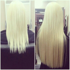 Set extensii blond deschis, Set Full Head cu 5 extensii blond, Extensie par foto