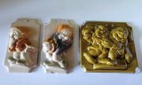Cumpara ieftin (x) 3 placi ceramice (faianta) cu pitici, din anii&#039;80, Fabrica Faimar, Baia Mare