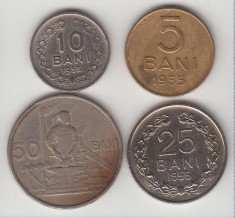 SET 5 bani + 10 bani + 25 bani + 50 bani 1955 RPR, 4 monede, L 7.1 foto