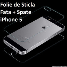 FOLIE DE STICLA FATA + SPATE iPhone 5 5S 5SE PLUS 0.33mm tempered glass antisoc foto