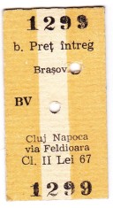 Bilet tren CFR Brasov Cluj Napoca pret intreg 22 IUL 1985 foto