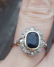 Distins inel Victorian cu safir si diamante,anii 1900,autentic! foto