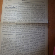 ziarul obsevatoriulu august 1883-ziar politic,national economic si literar,sibiu