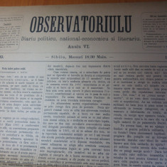 ziarul obsevatoriulu mai 1883-ziar politic,national economic si literar,sibiu