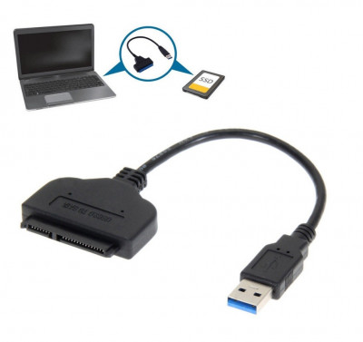 Cablu adaptor USB 3.0 la SATA 3 22 pini pt HDD / SSD hard disk laptop 2.5 inch foto