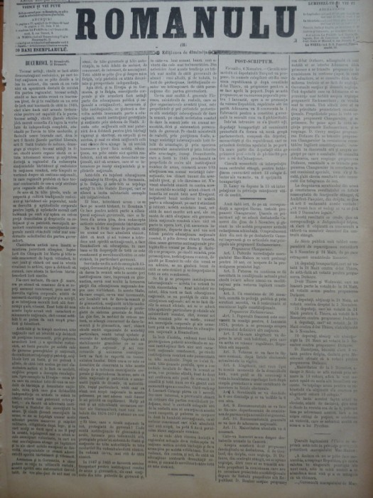 Ziarul Romanulu , 1 Noiembrie 1873