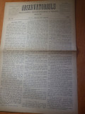 Ziarul obsevatoriulu august 1883-ziar politic,national economic si literar,sibiu