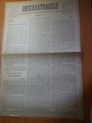 ziarul obsevatoriulu iunie 1883-ziar politic,national economic si literar,sibiu foto