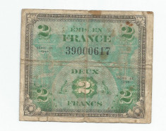 LL bancnota Franta 2 Franci 1944 VG foto