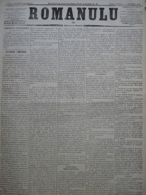 Ziarul Romanulu , 9 10 Noiembrie 1873 foto