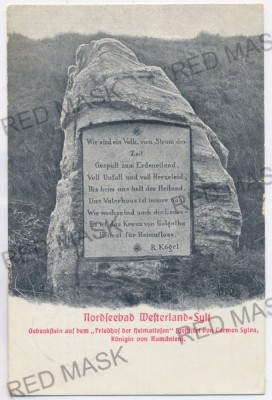 3778 - Queen ELISABETH, SYLT, The tomb of the homeless - old PC. - used - 1919 foto