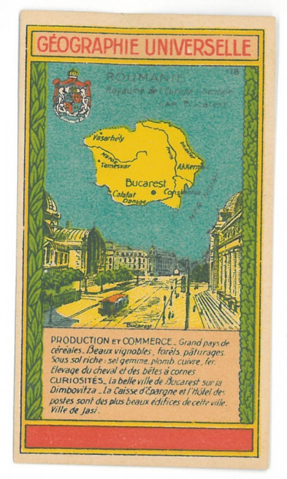 3775 - BUCURESTI, Victorie street, tramway, Romanian MAP - old mini postcard