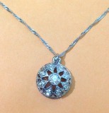 Colier elegant placat cu aur alb 18k -lantisor,pandantiv