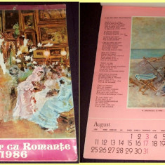 1986 Calendar cu Romante, 12 file format 34 x 24 cm, calendare de perete