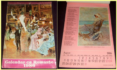 1986 Calendar cu Romante, 12 file format 34 x 24 cm, calendare de perete foto