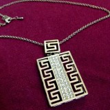 REDUCERE-Lantisor VERSACE -INOX placat aur alb zirconiu albe-GRAVAT, 18k, Galben