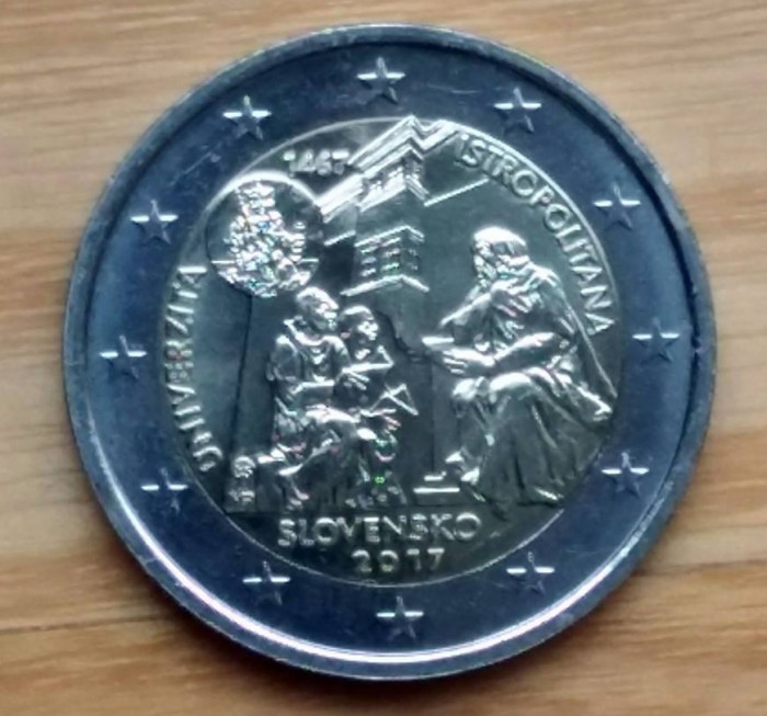 moneda 2 euro comemorativa SLOVACIA 2017, Universitatea Istropolitana - UNC