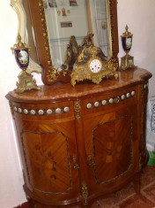comoda cu oglinda,stil baroc/Ludovic XIV,1900,lemn de trandafir,intarsie,bronz foto