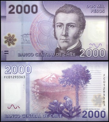 !!! CHILE - 2.000 PESOS 2009 - P 162 a - UNC / POLIMER foto