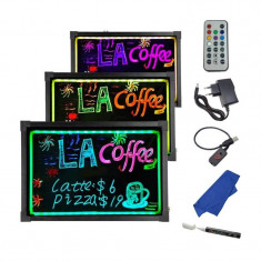 Tabla LED rescriptibila, multicolor, cu telecomanda, 40x30 cm foto