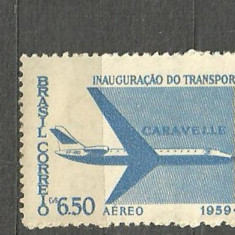 BRAZILIA 1959 - AVION DE PASAGERI CARAVELLE, timbru MNH, A8