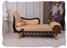 SOFA EMPIRE DIN LEMN MASIV NEGRU CU DECORATIUNI AURII MAR071 foto