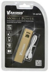 VAKOSS Power Bank 2500mAh, Li-Ion, aluminiu TP-2575G aur foto