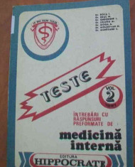 LICHIDARE-Teste- intrebari cu raspunsuri performante de medicina interna- vol.II - Autor : Boca I. - 88703 foto