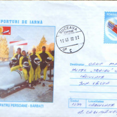 Intreg postal 2001 ,circulat - Sporturi de iarna - Bob patru persoane- Barbati