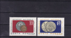 ROMANIA 1967 LP 646 CENTENARUL MONEDEI NATIONALE SERIE MNH foto