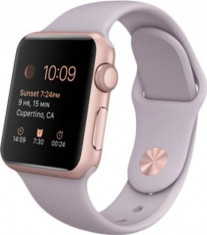 Smartwatch 42 mm carcasa din aluminiu roz si curea sport gri foto